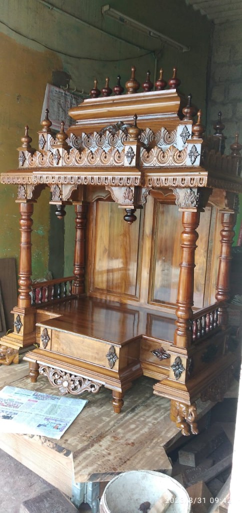 Angled view of the teak pavilion